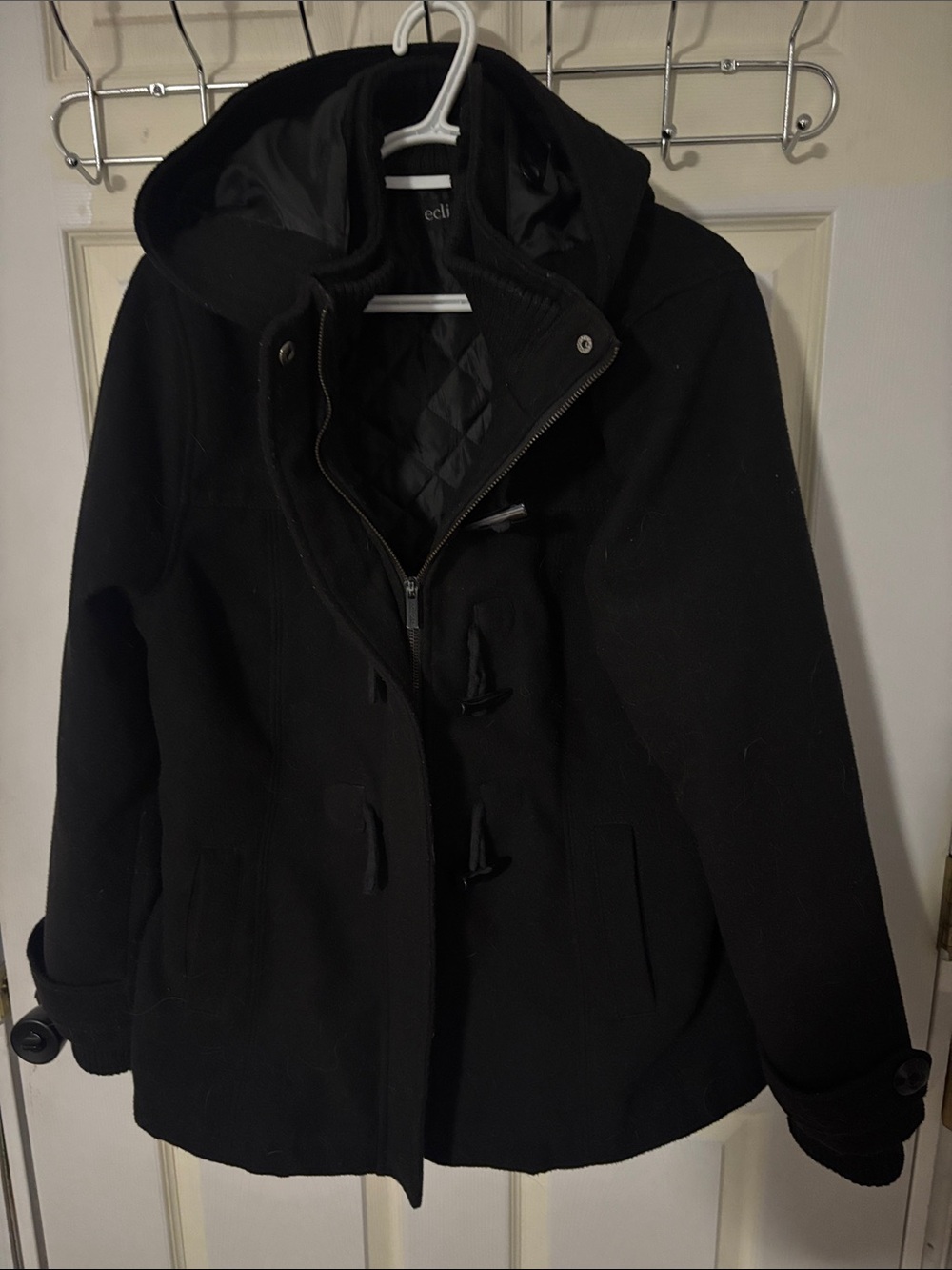 Eclipse Women's Black Pea Coat with Hood